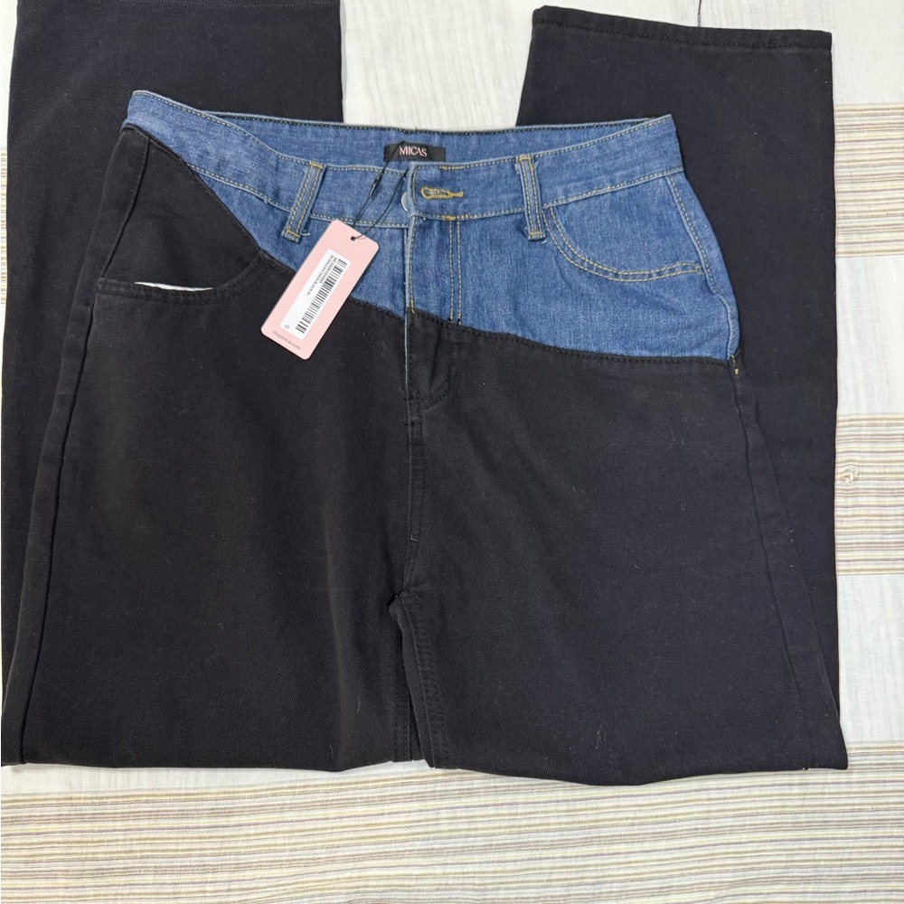 Women's Black and Blue Jeans
